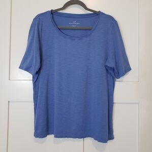 J.Jill Pima Scoop-Neck Elbow-Sleeve Tee Shirt Blue Size Large 100% Pima …